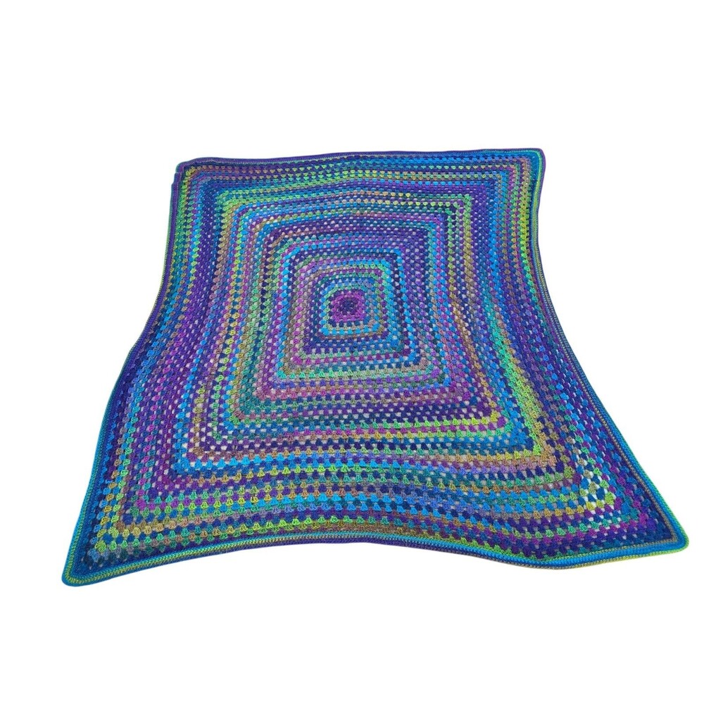 Handmade Crochet Afghan Throw Blanket Purple Large 27x27